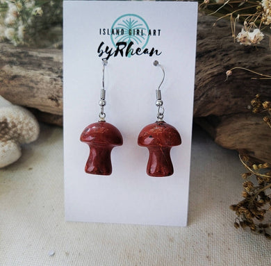 Island Girl Art - Natural Stone Earrings- Crystal Quartz Mushroom, Jewelry, Island Girl Art by Rhean, Atrium 916 - Sacramento.Shop