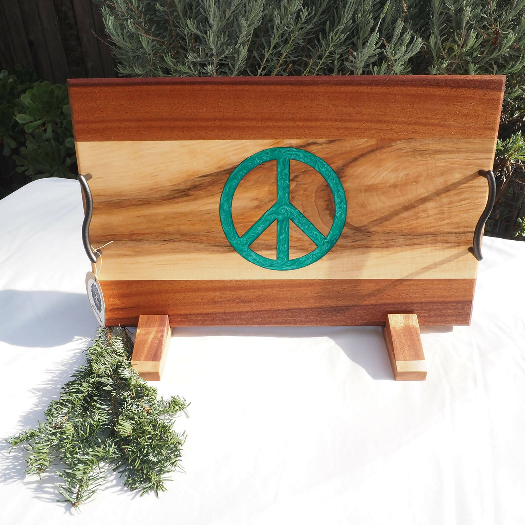 WCS Designs- Hard Maple Serving Board with Peace Sign inlay, Wood Working, WCS Designs, Atrium 916 - Sacramento.Shop