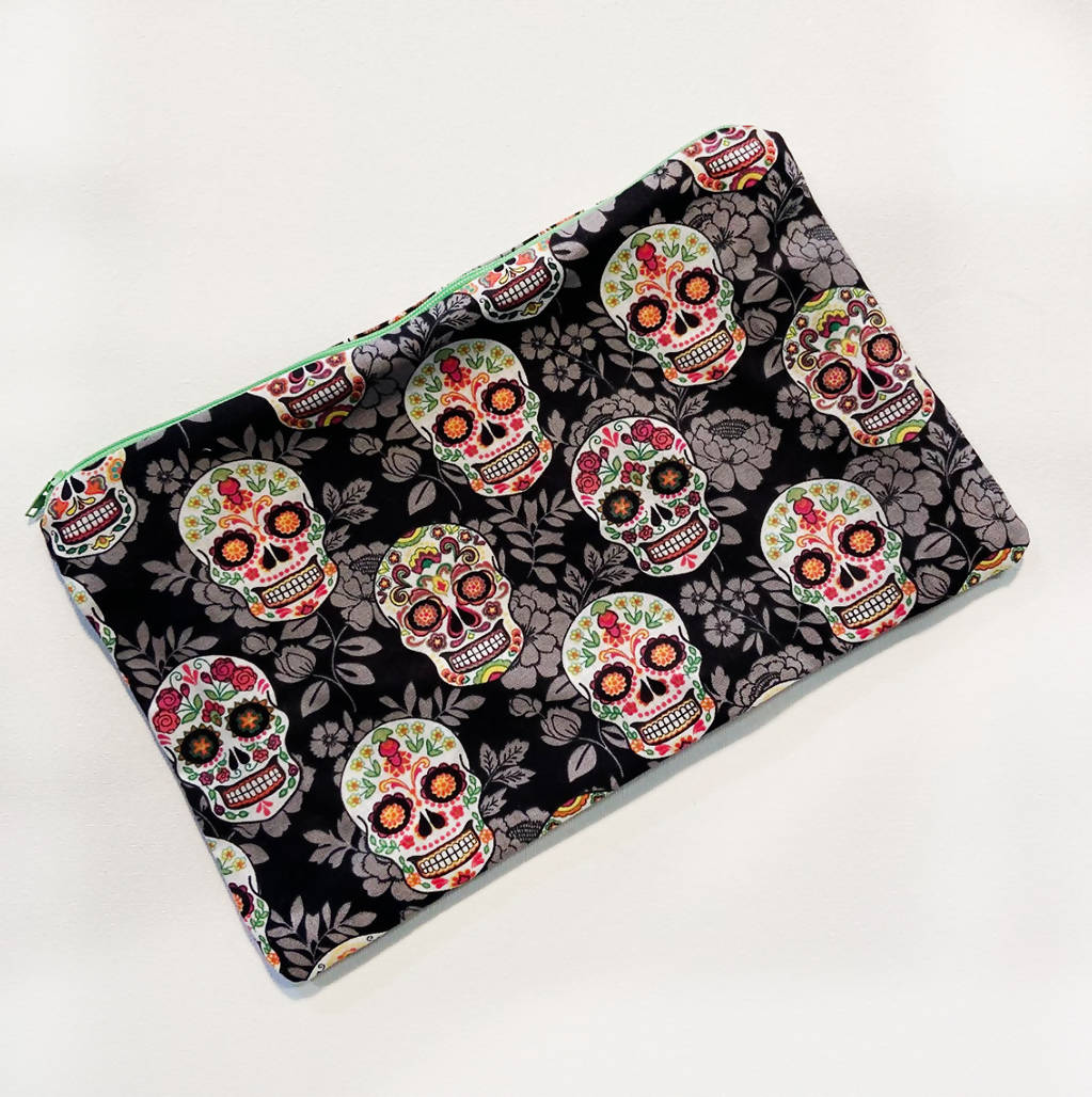 Nurelle Creations - Sugar Skulls Zipper Pouch, Bags, Nurelle Creations, Atrium 916 - Sacramento.Shop