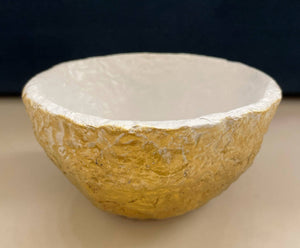 Paper Zen Designs - Small Maple Gold/White Paper Mache Pulp Bowl, Home Decor, Paper Zen Designs, Sacramento . Shop