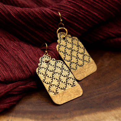 Susan Twining Creations - Gold and Black Japanese Palm Earrings, Jewelry, Susan Twining Creations, Sacramento . Shop