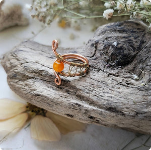 Island Girl Art - Wire Wrapped Ring-Orange Agate, Jewelry, Island Girl Art by Rhean, Atrium 916 - Sacramento.Shop