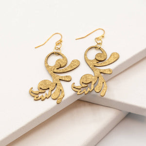 Susan Twining Creations - Gold Whimsical Fleur-de-lis Drop Earrings, Jewelry, Susan Twining Creations, Sacramento . Shop