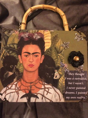 Maggie Devos - Frida purse/tobacco box art - Frida w/monkeys, Crafts, Maggie Devos, Sacramento . Shop