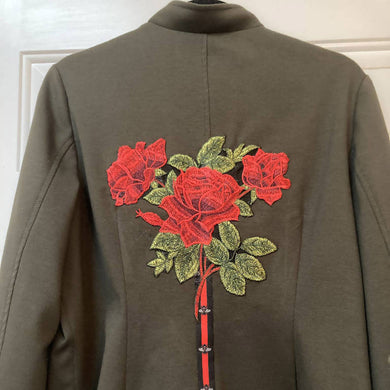 Maggie Devos - Military style Rose & Bee design jacket -Size Large, Fashion, Maggie Devos, Atrium 916 - Sacramento.Shop