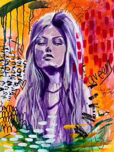 Edda Davila - Liberty - Female orange purple Painting 22”x30”, Wall Art, Edda Davila, Atrium 916 - Sacramento.Shop