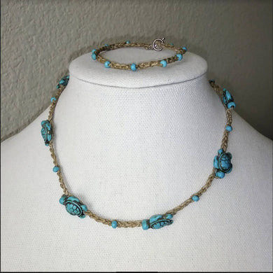 Creations by Jennie J Malloy - Turtles and Turquoise Necklace/Bracelet Set, Jewelry, Creations by Jennie J Malloy, Atrium 916 - Sacramento.Shop