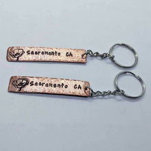 Load image into Gallery viewer, Arcane Moon - Handstamped Copper Keychain: Sacramento CA with Poppy, Jewelry, Arcane Moon, Atrium 916 - Sacramento.Shop

