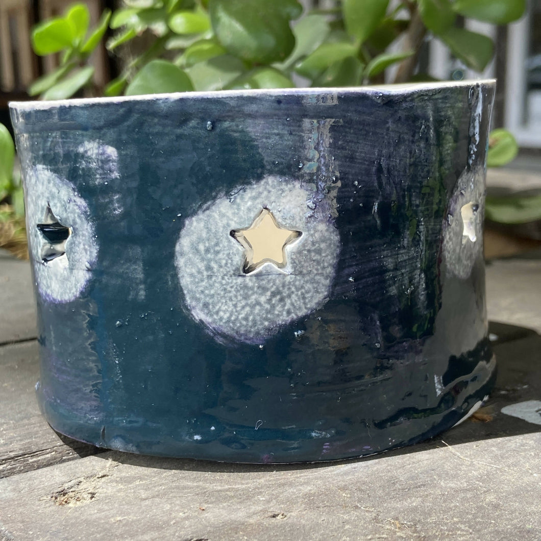 Lorna M Designs - Blue Jar Small Stars, Ceramics, Atrium 916, Atrium 916 - Sacramento.Shop