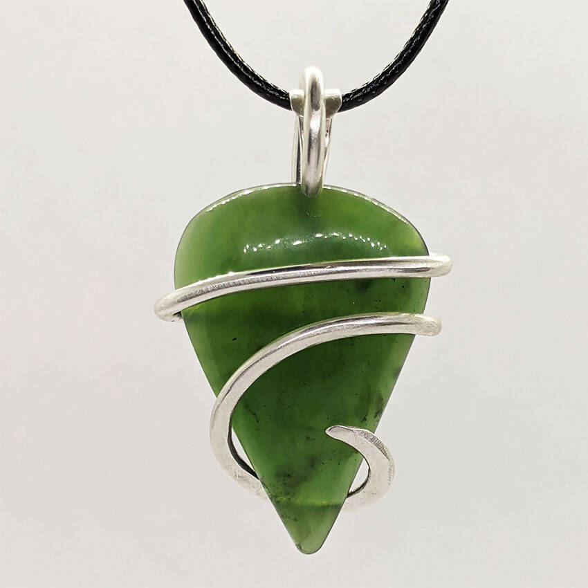 Arcane Moon Sterling Silver Wrapped Nephrite Jade Pendant, Jewelry, Arcane Moon, Atrium 916 - Sacramento.Shop