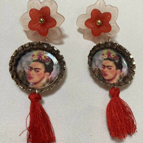 Maggie Devos - Bottlecap Frida earrings-Red, Jewelry, Maggie Devos, Atrium 916 - Sacramento.Shop