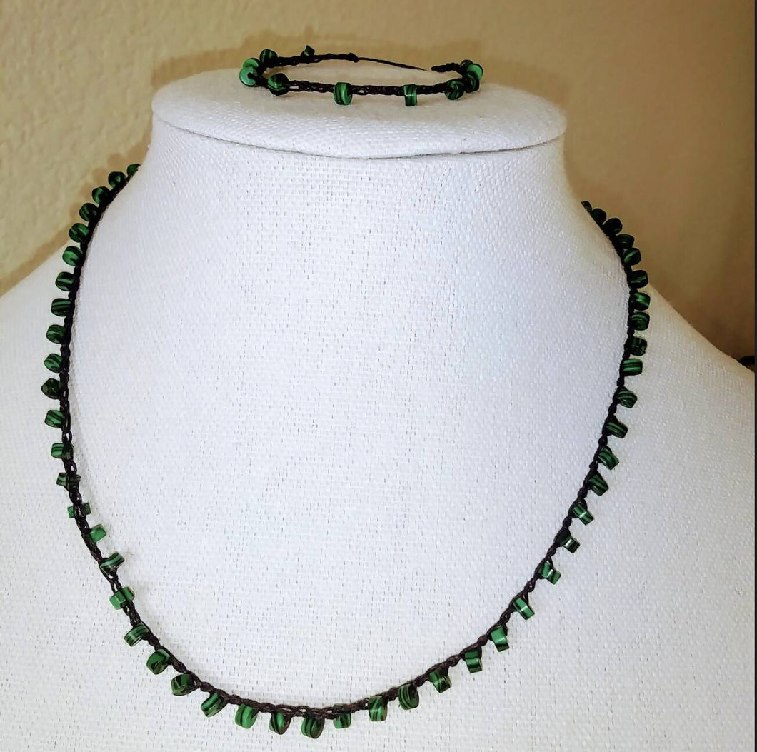 Creations by Jennie J Malloy- Malachite Rondelle Bead Necklace/Bracelet Set, Jewelry, Creations by Jennie J Malloy, Atrium 916 - Sacramento.Shop