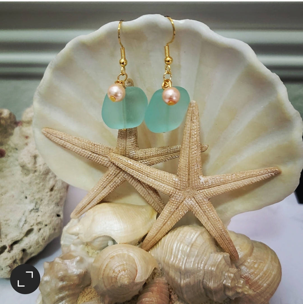Island Girl Art - Sea Glass Earrings - Seafoam, Jewelry, Island Girl Art by Rhean, Atrium 916 - Sacramento.Shop