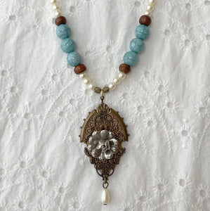 Jennifer Keller "Vintage Rose" Necklace Made With Salvaged Jewelry, Jewelry, Jennifer Laurel Keller Art, Sacramento . Shop