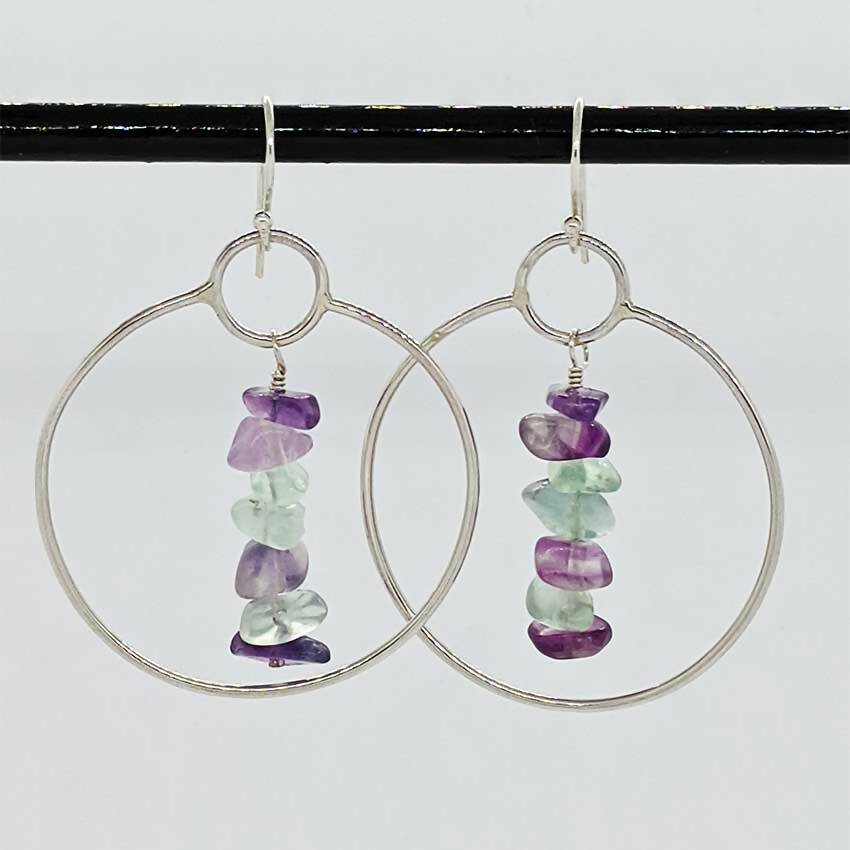 Arcane Moon - Sterling Silver Hoop Earrings with Gemstone Dangle, Jewelry, Arcane Moon, Atrium 916 - Sacramento.Shop