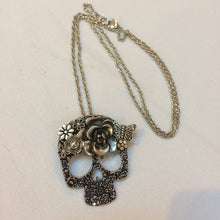 Load image into Gallery viewer, Maggie Devos - Embossed metal Day of the Dead skull necklace, jewelry, Maggie Devos, Sacramento . Shop
