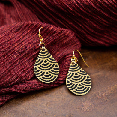 Susan Twining Creations - Black and Gold Japanese Wave Earrings, Jewelry, Susan Twining Creations, Sacramento . Shop
