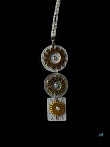Joyce Pierce - Its 5 O'clock Somewhere- White 3 dial Necklace, Jewelry, Joyce Pierce, Sacramento . Shop