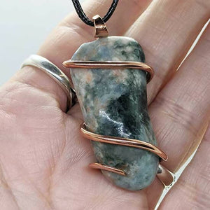 Arcane Moon - Cold forged Copper Wrapped Rhodonite Pendant, Jewelry, Arcane Moon, Atrium 916 - Sacramento.Shop