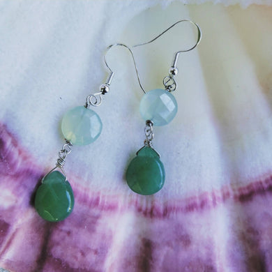 Island Girl Art - Natural Stone Earrings- Green Chalcedony, Jewelry, Island Girl Art by Rhean, Atrium 916 - Sacramento.Shop