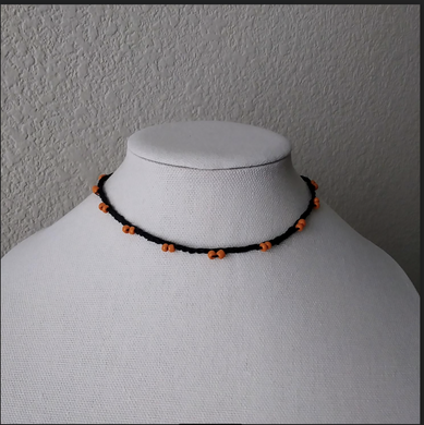 Creations by Jennie J Malloy - Orange Beads on Black Choker, Jewelry, Creations by Jennie J Malloy, Atrium 916 - Sacramento.Shop