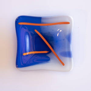 Shmak Creations - Blue Glass Dish, Orange, Dishware, Shmak Creations, Sacramento . Shop