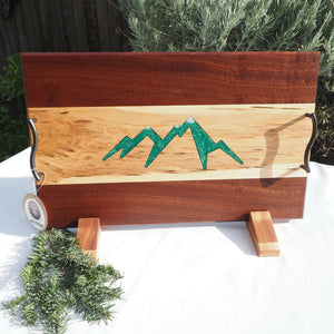 WCS Designs- Serving/Charcuterie board with mountain scene, Wood Working, WCS Designs, Atrium 916 - Sacramento.Shop