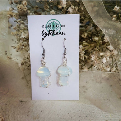 Island Girl Art - Natural Stone Earrings- Crystal Quartz Mushroom, Jewelry, Island Girl Art by Rhean, Atrium 916 - Sacramento.Shop