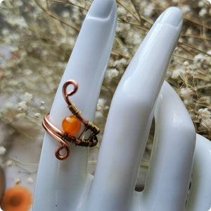 Island Girl Art - Wire Wrapped Ring-Orange Agate, Jewelry, Island Girl Art by Rhean, Atrium 916 - Sacramento.Shop