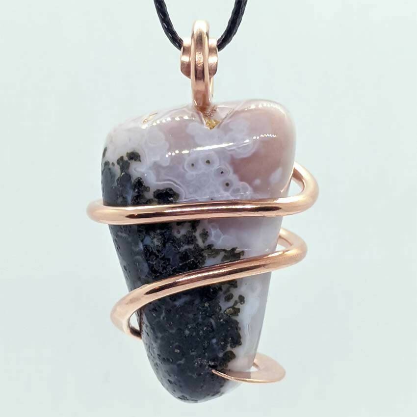 Arcane Moon - Copper Wrapped Pink Botswana Agate Pendant, Jewelry, Arcane Moon, Atrium 916 - Sacramento.Shop
