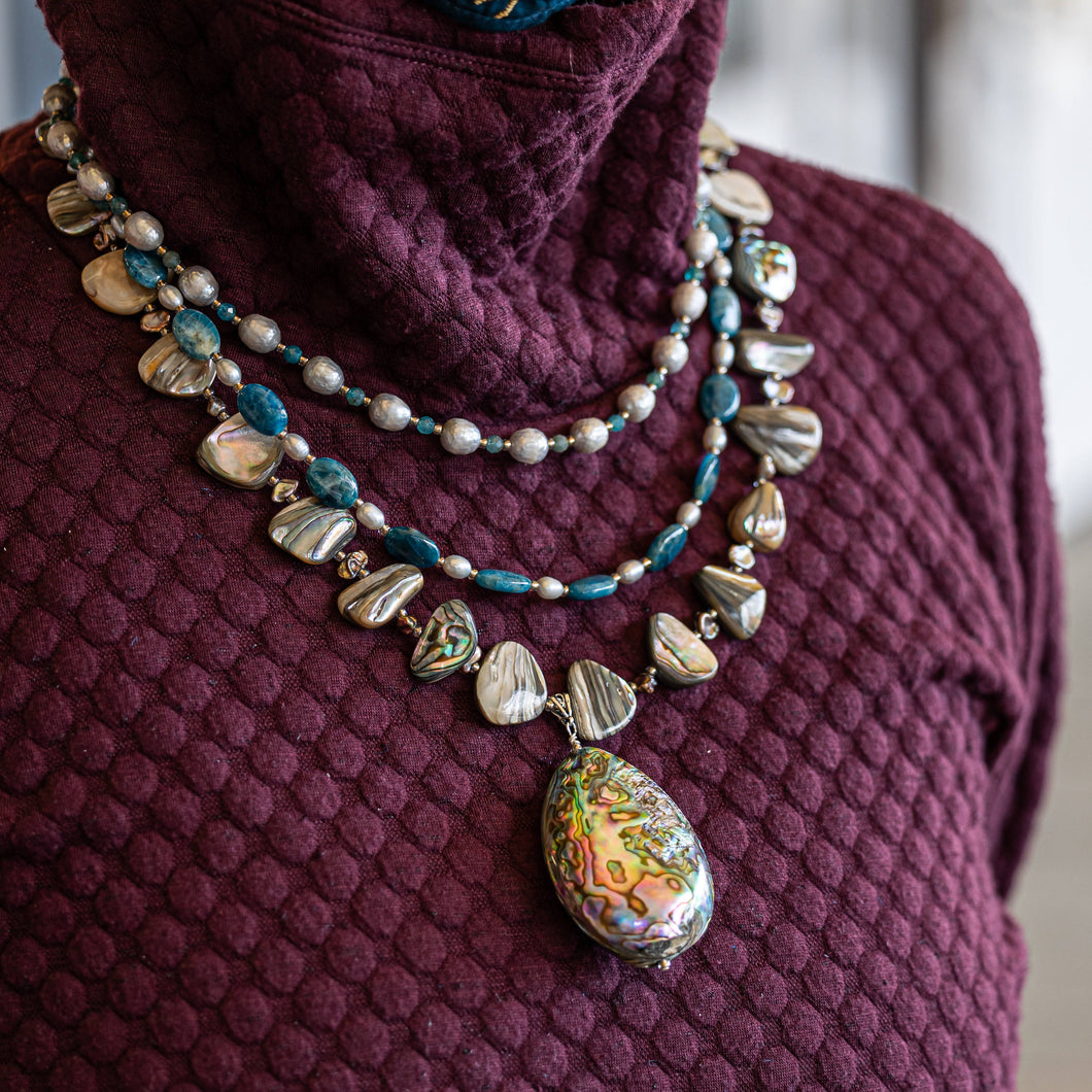 Lori Sparks- Triple Strand Abalone Necklace, Jewelry, Sparks by Beadologie, Atrium 916 - Sacramento.Shop