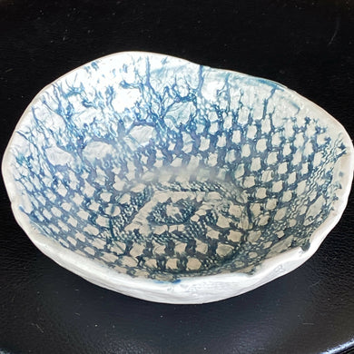 Lorna M Designs - White and Teal Bowl, Ceramics, Atrium 916, Atrium 916 - Sacramento.Shop