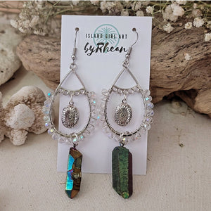 Island Girl Art - Natural Stone Earrings - Crystal Quartz Locket, Jewelry, Island Girl Art by Rhean, Atrium 916 - Sacramento.Shop