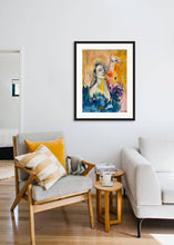 Load image into Gallery viewer, Edda Davila - Woman with orange, purple and yellow painting 22”x30”, Wall Art, Edda Davila, Sacramento . Shop
