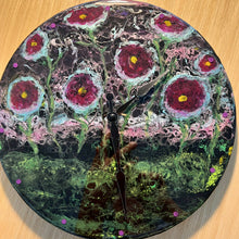 Load image into Gallery viewer, Tami’s Infinite Designs - Up Cycled Clock - Purple Flowers, Wall Art, Tami’s Infinite Designs, Atrium 916 - Sacramento.Shop

