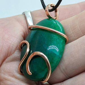 Arcane Moon - Cold forged Copper Wrapped Dragon Vein Agate Pendant, Jewelry, Arcane Moon, Atrium 916 - Sacramento.Shop