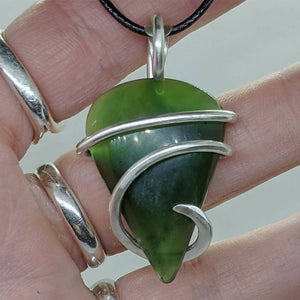 Arcane Moon Sterling Silver Wrapped Nephrite Jade Pendant, Jewelry, Arcane Moon, Atrium 916 - Sacramento.Shop