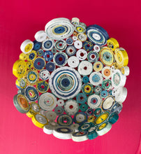 Load image into Gallery viewer, Paper Zen Designs - Mini Rolled Coiled Magazine Bowl Yellow/Blue, Home Decor, Paper Zen Designs, Atrium 916 - Sacramento.Shop
