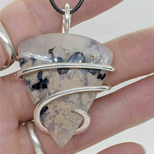 Arcane Moon - Sterling Silver Wrapped Plume Agate Pendant, Jewelry, Arcane Moon, Atrium 916 - Sacramento.Shop