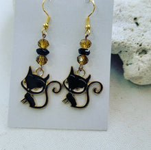 Load image into Gallery viewer, Island Girl Art - Bead Earrings- Black Cat Dangle, Jewelry, Island Girl Art by Rhean, Atrium 916 - Sacramento.Shop
