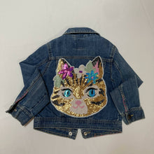 Load image into Gallery viewer, Maggie Devos - Jean jacket - Sequined cat - Size 5/6 kid, Fashion, Maggie Devos, Atrium 916 - Sacramento.Shop
