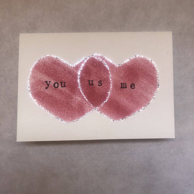 Susan Twining Creations - Handmade Greeting Card. You, me, us. 3 1/2