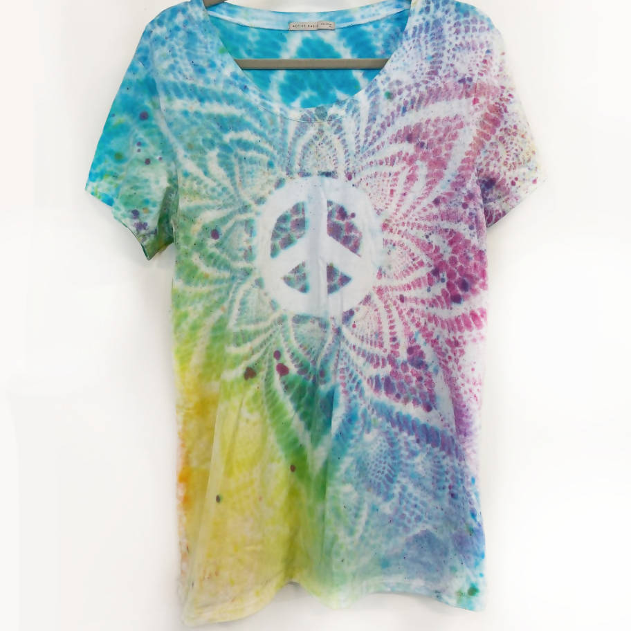 Peace Core Glass Art - Tie Dye Tee Shirt with Scoop Neck, Fashion, Peace Core Glass Art, Atrium 916 - Sacramento.Shop