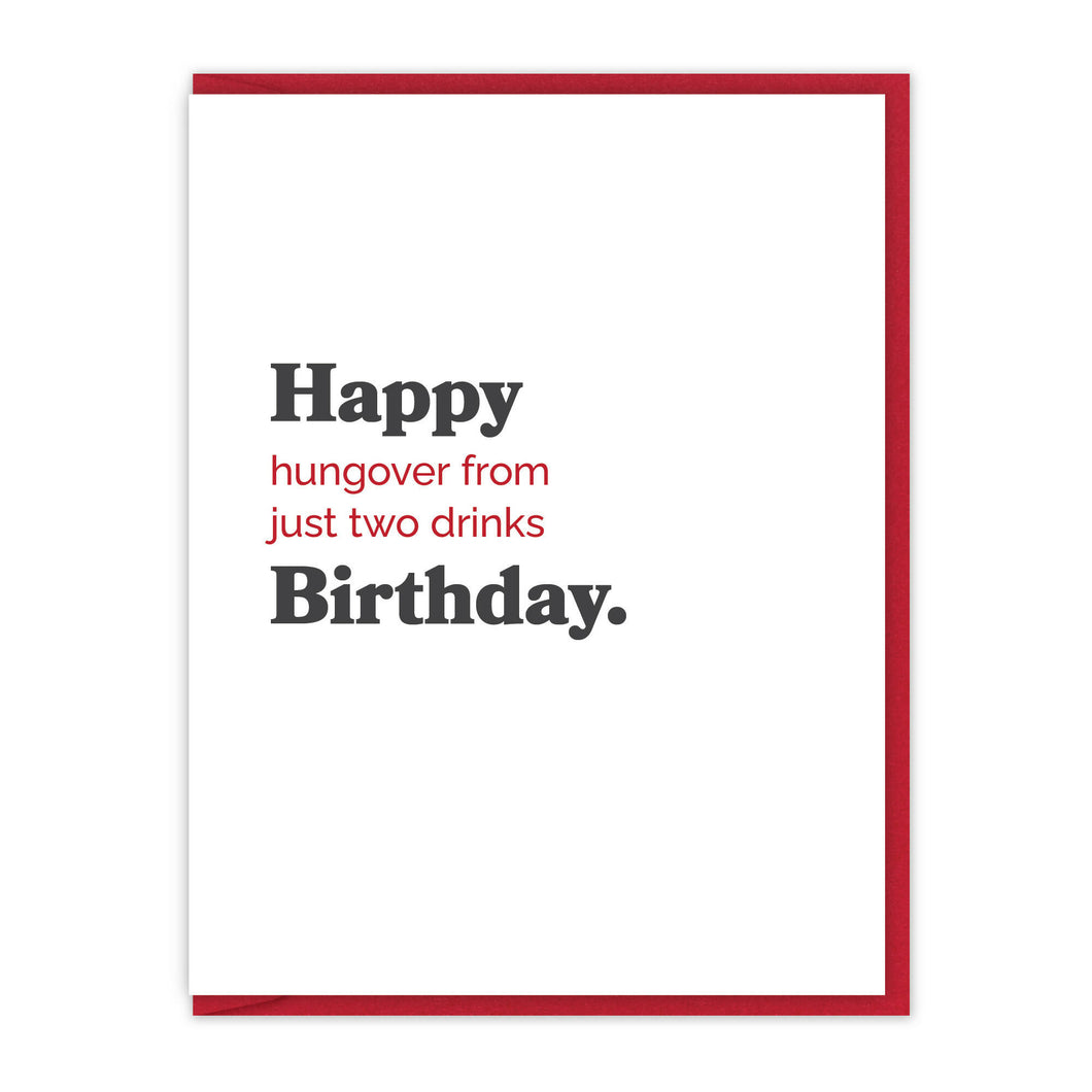 Spacepig Press - Birthday two drinks | Letterpress Birthday Card, Greeting Cards, Spacepig Press, Atrium 916 - Sacramento.Shop