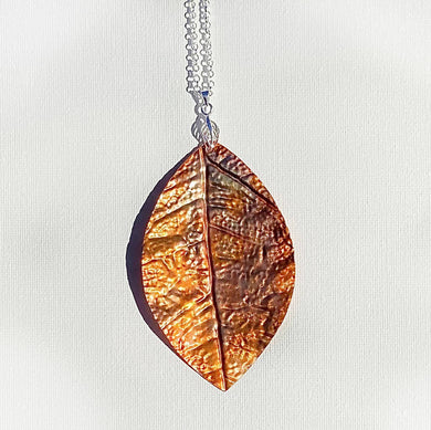 Joyce Pierce- Flame painted Large Leaf Pendant, Jewelry, Joyce Pierce, Atrium 916 - Sacramento.Shop