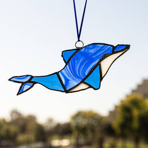 Sebridges Gallery - Dolphin Blue and White Stained Glass - Sacramento . Shop