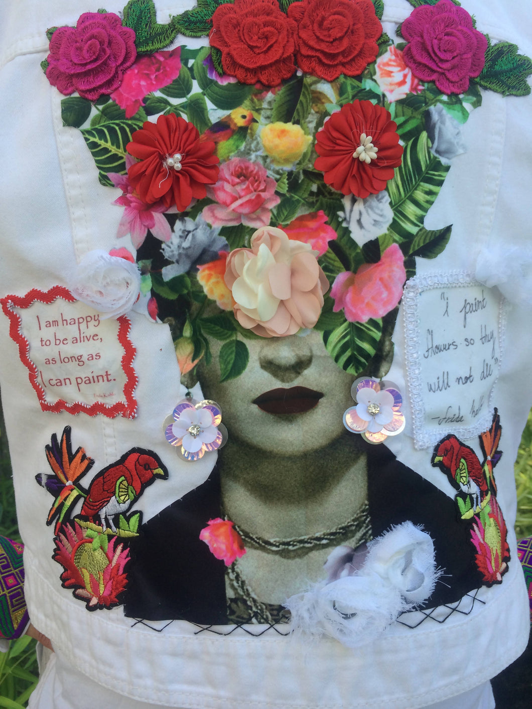 Maggie Devos - Embellished Jean Jacket - Frida Flowers- Lrg., Fashion, Maggie Devos, Sacramento . Shop