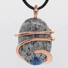 Load image into Gallery viewer, Arcane Moon - Copper Wrapped K2 Azurite Granite Pendant, Jewelry, Arcane Moon, Atrium 916 - Sacramento.Shop
