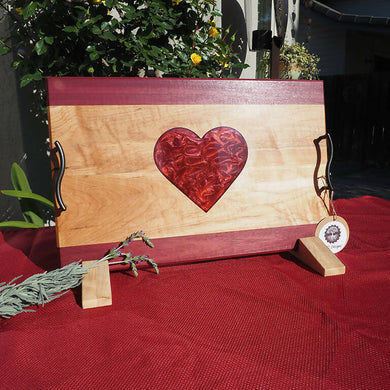 WCS Designs- Serving/Charcuterie board with Red Heart inlay, Wood Working, WCS Designs, Atrium 916 - Sacramento.Shop