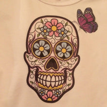 Load image into Gallery viewer, Maggie Devos- Girl Tee- pink-purple skull face w/butterfly-Size 2 T, Fashion, Maggie Devos, Sacramento . Shop
